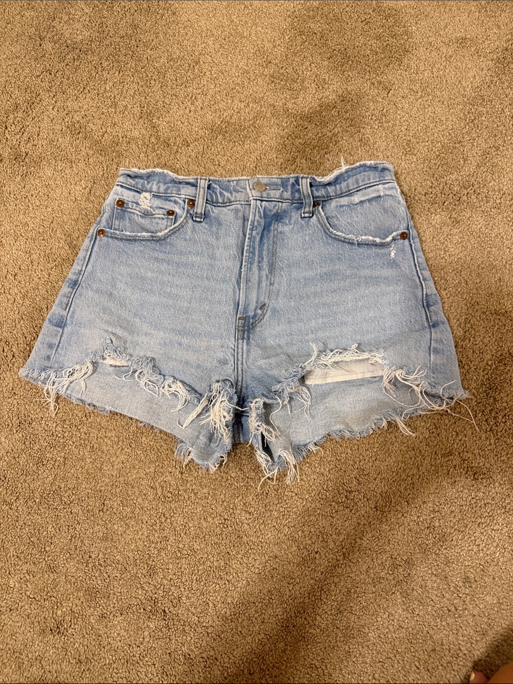 Abercrombie & Fitch Light Blue Distressed Denim Cutoff Shorts